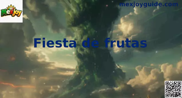 Interfaz interactiva y colorida del juego Fiesta de frutas con temática tropical